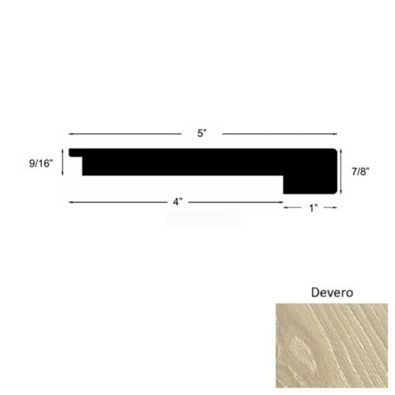 Lago Devero Hardwood Moulding / Trim - 5" X 90" Square Stair Nose - Urethane