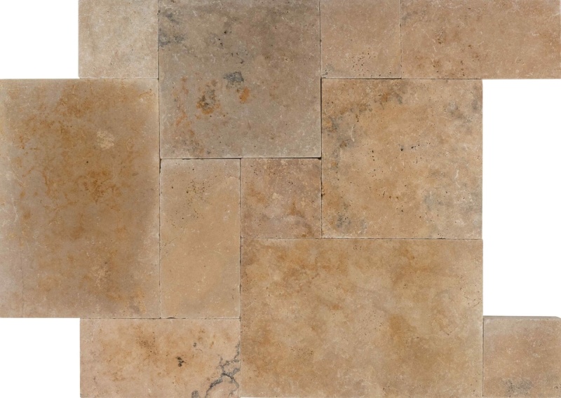 Ivory Rustic Travertine Versailles Pattern - Tumbled - Various Sizes
