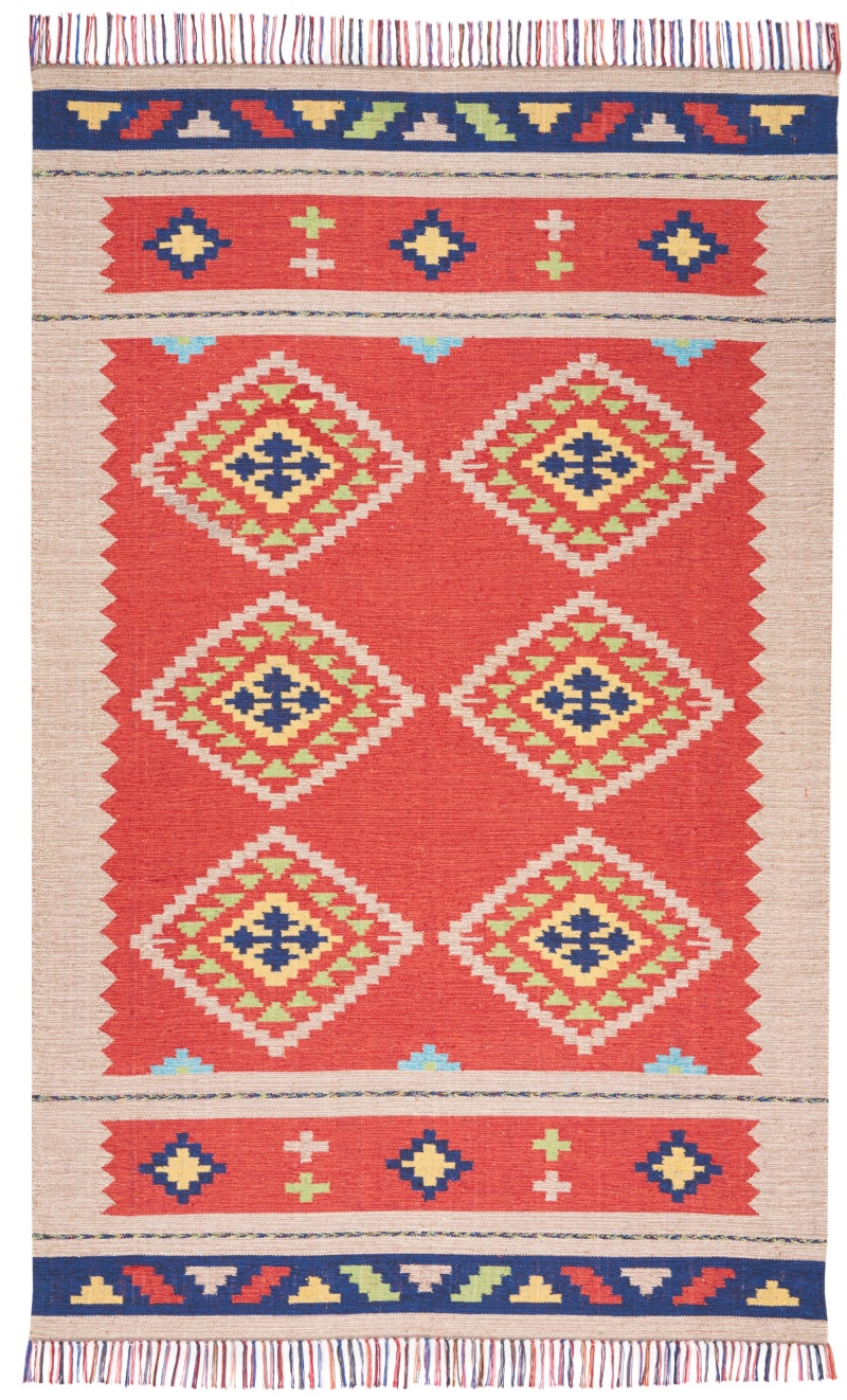 Baja Baj02 Red / Beige Cotton Blend Southwestern Area Rug
