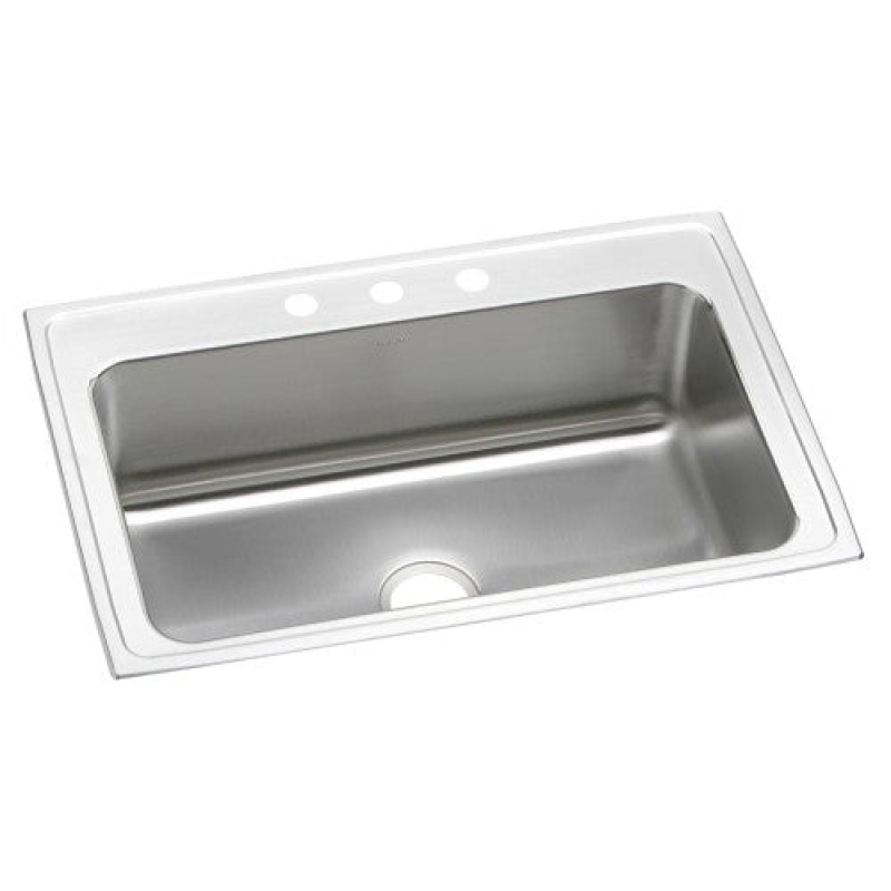 Dlrs3322103 Lustertone Classic Stainless Steel Drop In Single Bowl Kitchen Sink - 33" X 22" X 10 1/8" With 3 Holes - Stainless Steel