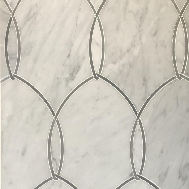 White Carrara & Bardiglio Marble Mosaic - Gentle Net - Polished