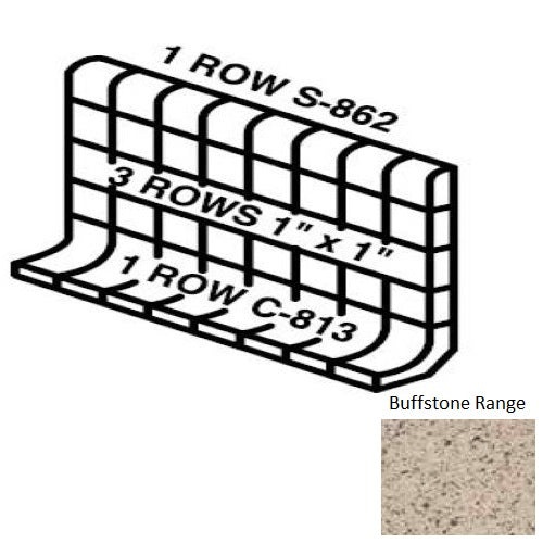 Keystones Unglazed Mosaic Buffstone Range Porcelain Wall Trim - 5" X 12" Built Up Base (Mb5) - Matte