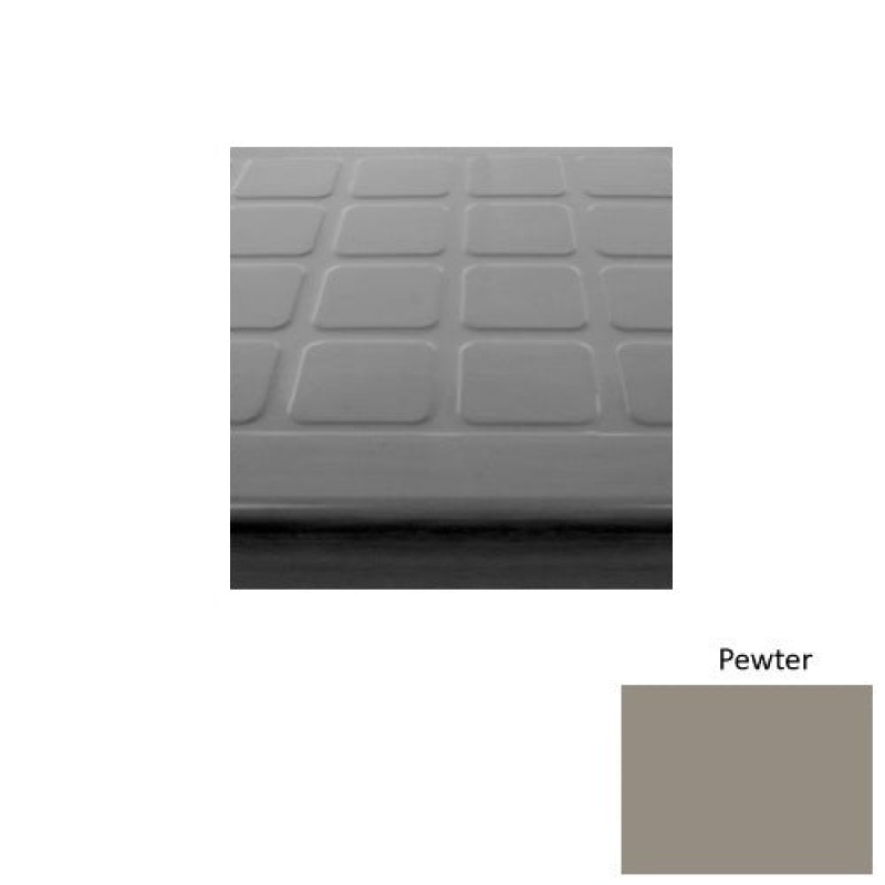 Solid 94 Pewter Raised Square Rubber (Sq) With Safety Yellow Abrasive Strip Stair Tread - Textured