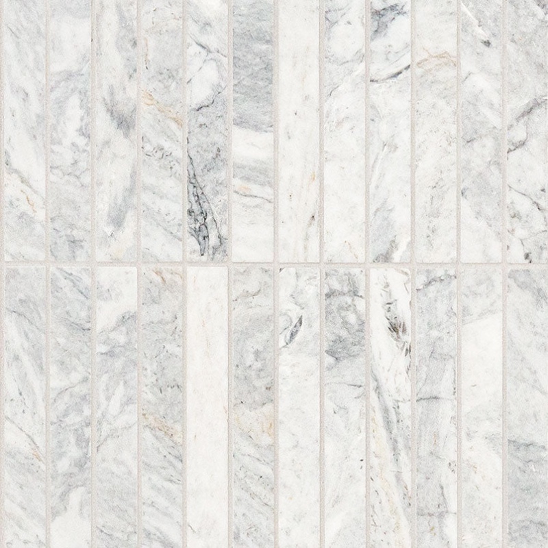 Capri Blue Marble Mosaic - 1" X 6" Stacked - Honed
