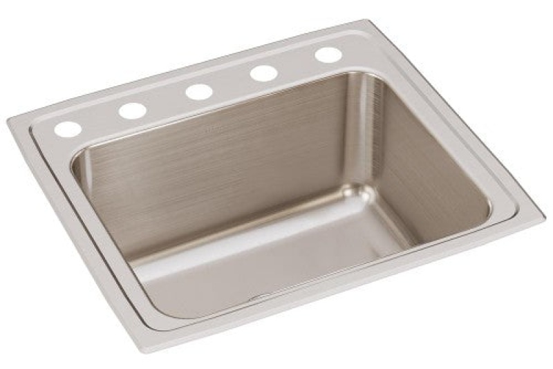 Dlr2219105 Lustertone Classic Stainless Steel Drop In Single Bowl Kitchen Sink - 22" X 19 1/2" X 10 1/8" With 5 Holes - Stainless Steel