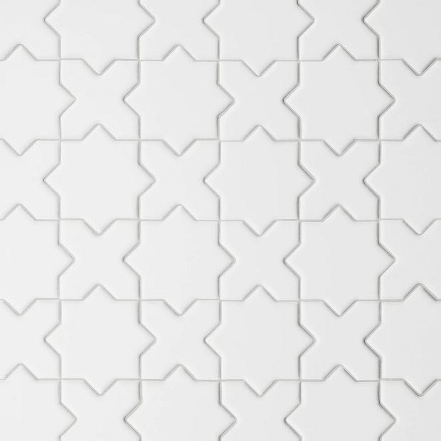 Le Café White Porcelain Mosaic - Cross & Star
