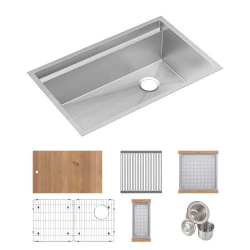 Cs30cwk Circuit Chef Stainless Steel Undermount Single Bowl Workstation Kitchen Sink - 32 1/2" X 20 1/2" X 10" - Stainless Steel