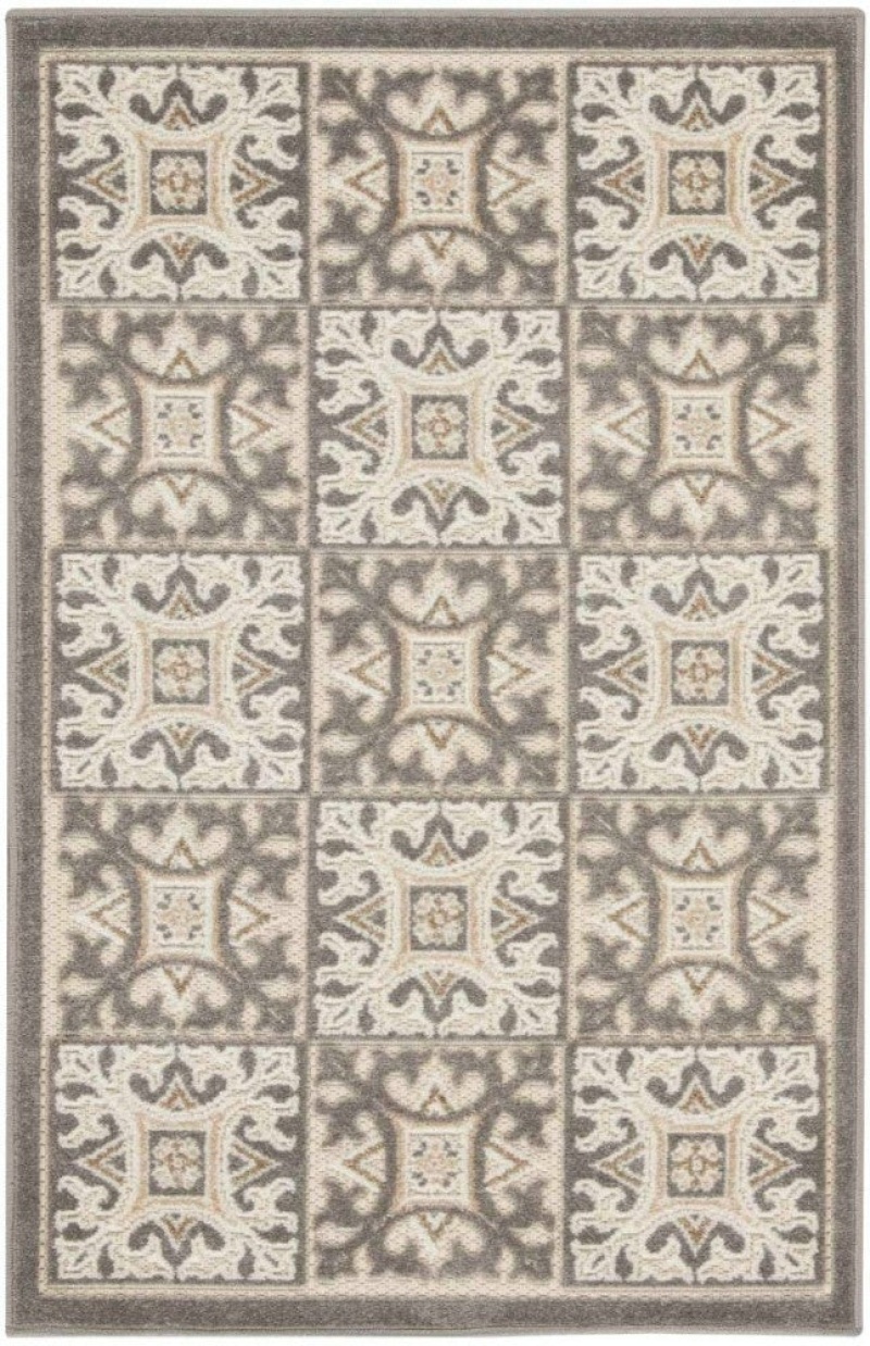 Aloha Ivory Grey Alh34 Polypropylene & Polyester Contemporary Area Rug - 10 Ft X 13 Ft - Ivory Grey