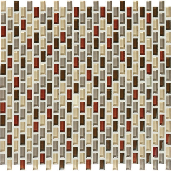 Color Appeal Renewal Earth Fire Glass Mosaic - 3/8" X 3/4" Brick - Glossy