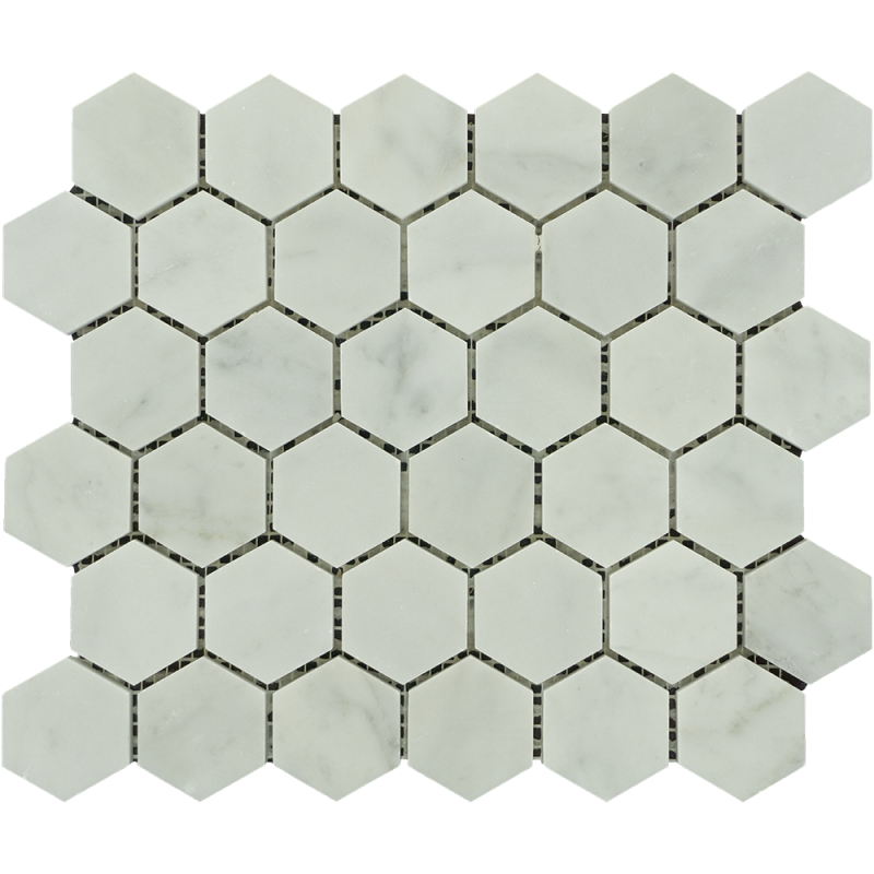 White Carrara Marble Mosaic - 2" Hexagon