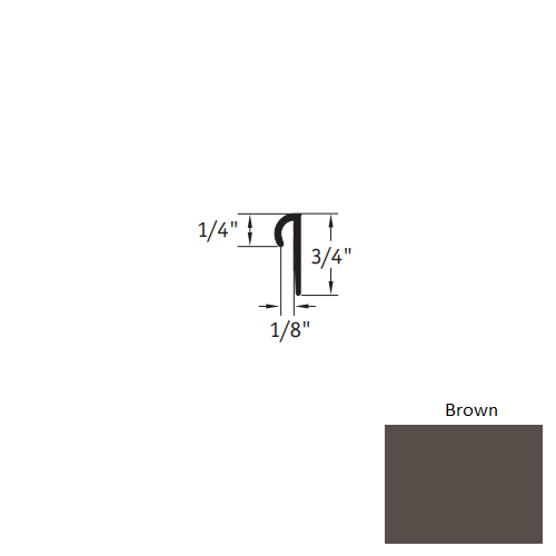 Johnsonite Brown Vinyl Moulding / Trim - 1/8" X 12 Ft (144") Round Top Cove Cap - Round Top Cove Cap