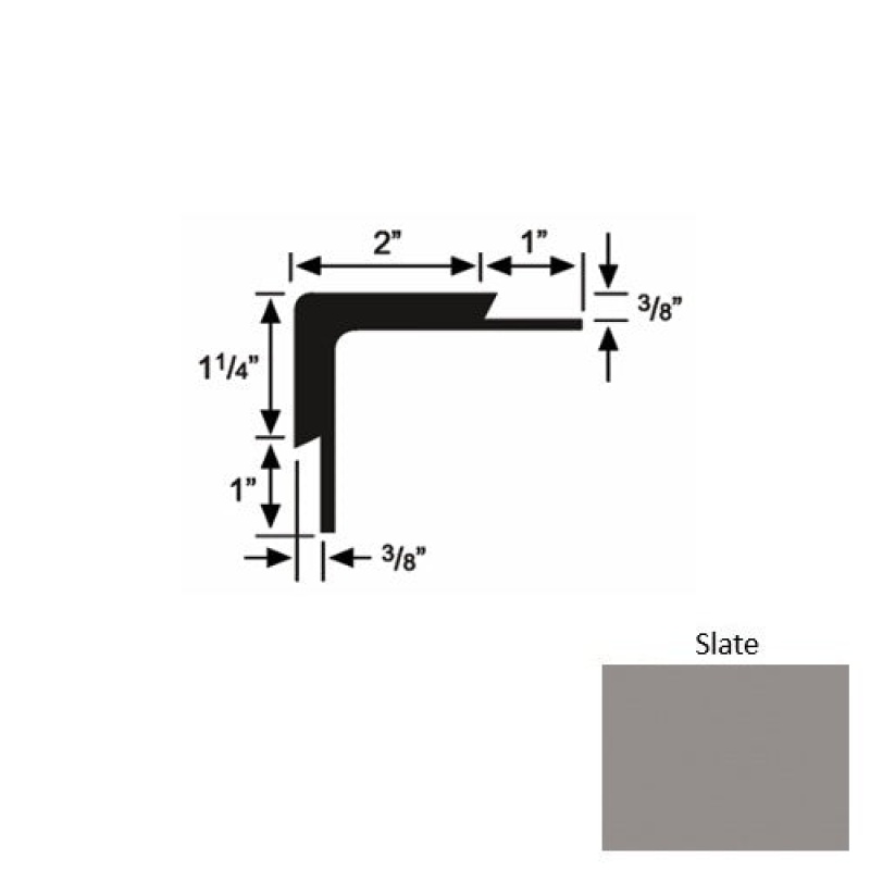 Solid 15 Slate Rubber Double Flange Carpet Stair Nosing