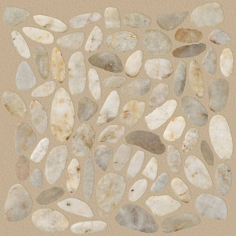 Pebble Sliced Pearl White Natural Stone Mosaic - Pebble - Polished