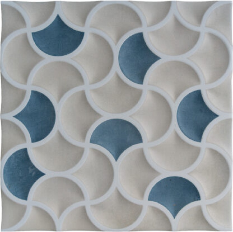 Bari Lattice Sand Aqua Porcelain Tile - Matte - 13" X 13"