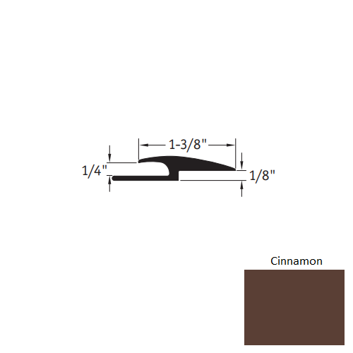 Johnsonite Cinnamon Vinyl Moulding / Trim - 1 3/8" X 12 Ft (144") X 1/4" - 1/8" Adaptor - Adaptor