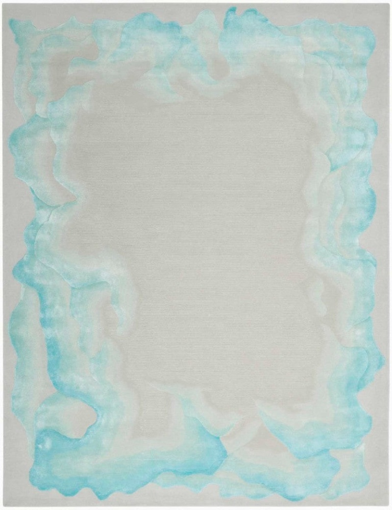 Prismatic Sea Mist Blue Prs22 Wool Blend Contemporary Area Rug - 9 Ft X 12 Ft - Sea Mist Blue