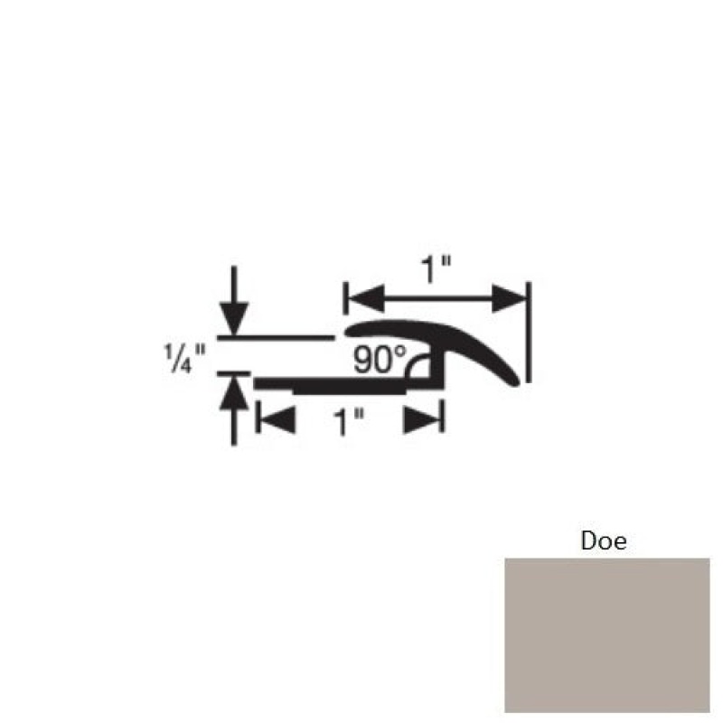Flextones Doe Vinyl 168 Resilient To Carpet Transition - 1" X 12 Ft - Thermoplastic