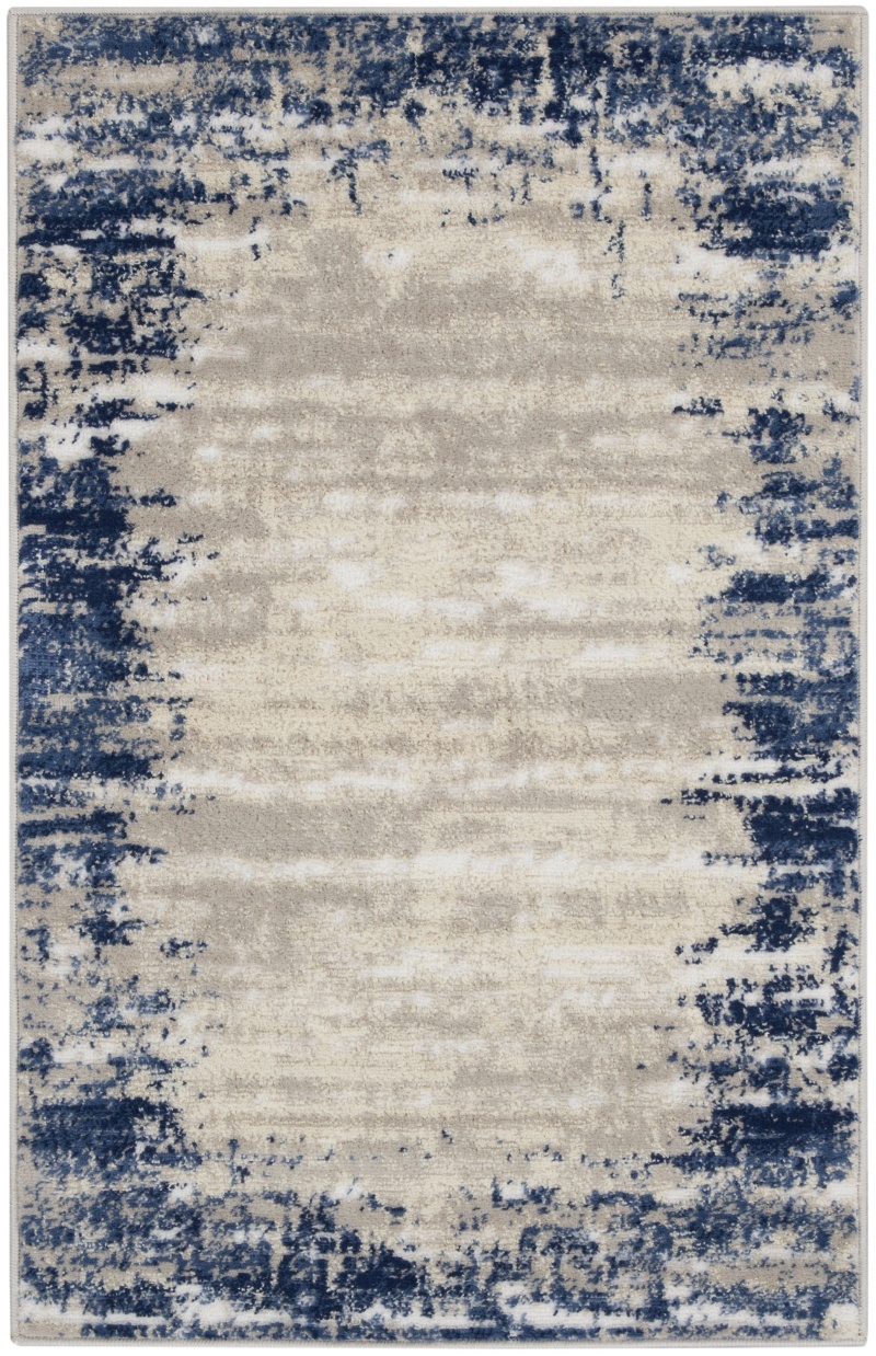 Cyrus Cyr04 Ivory / Navy Polypropylene Modern Area Rug