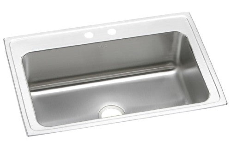 Dlrs3322102 Lustertone Classic Stainless Steel Drop In Single Bowl Kitchen Sink - 33" X 22" X 10 1/8" With 2 Holes - Stainless Steel