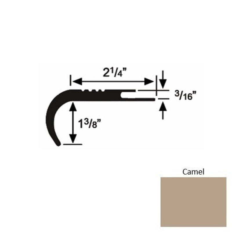 Solid 191 Camel Rubber Undercut Carpet Nosing