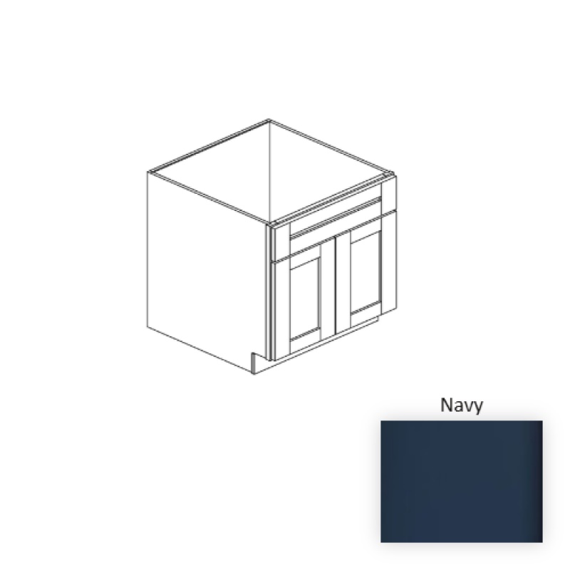 Navy Wood Kitchen Sink Base Cabinet