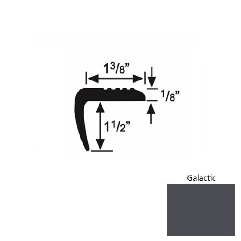 Solid 05 Galactic Rubber Domestic Stair Nosing (Sq) - 1 3/8" X 9 Ft (108")