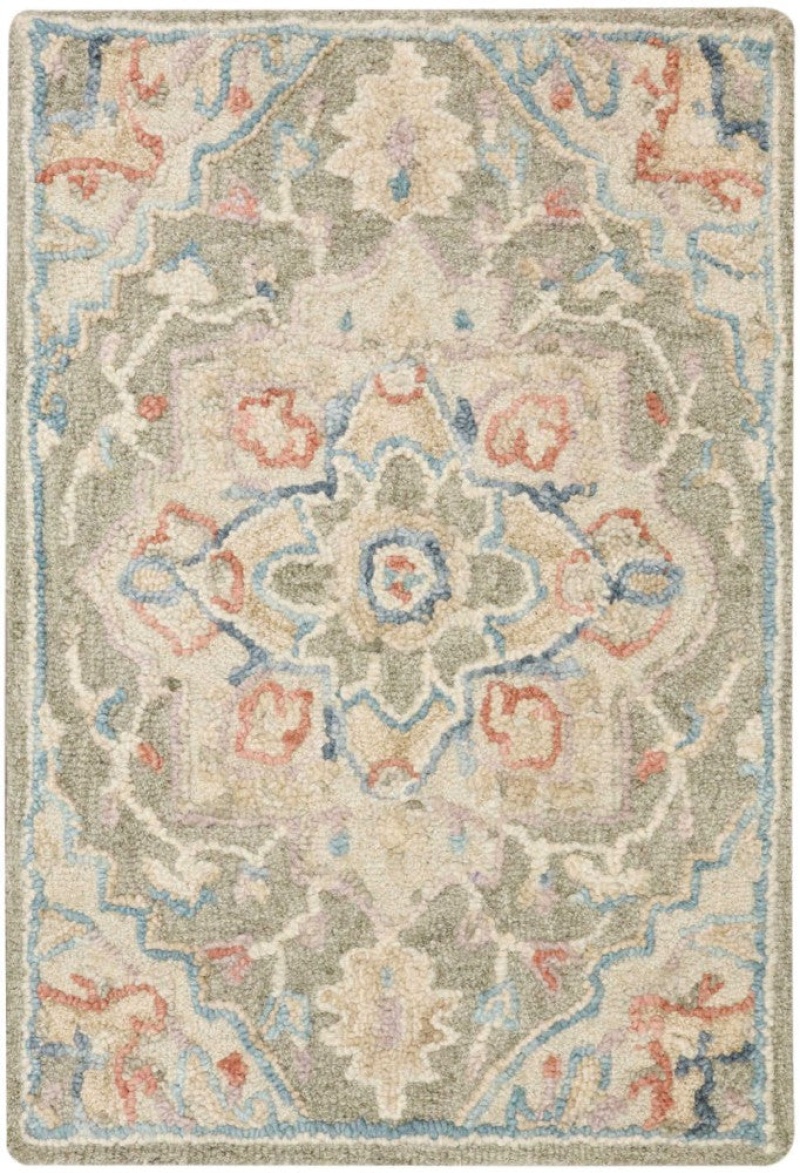 Maison Green Ivory Mso06 Wool Farmhouse Area Rug - 10 Ft X 14 Ft - Green Ivory