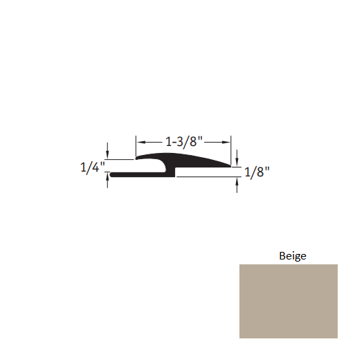Johnsonite Beige Vinyl Moulding / Trim - 1 3/8" X 12 Ft (144") X 1/4" - 1/8" Adaptor - Adaptor
