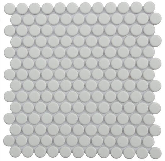 Endura White Glass Mosaic - Penny Round - Natural