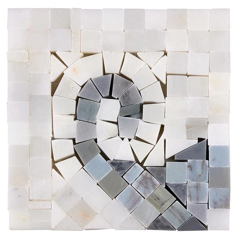 Oriental White Marble Border - Wave Border Corner With Gray