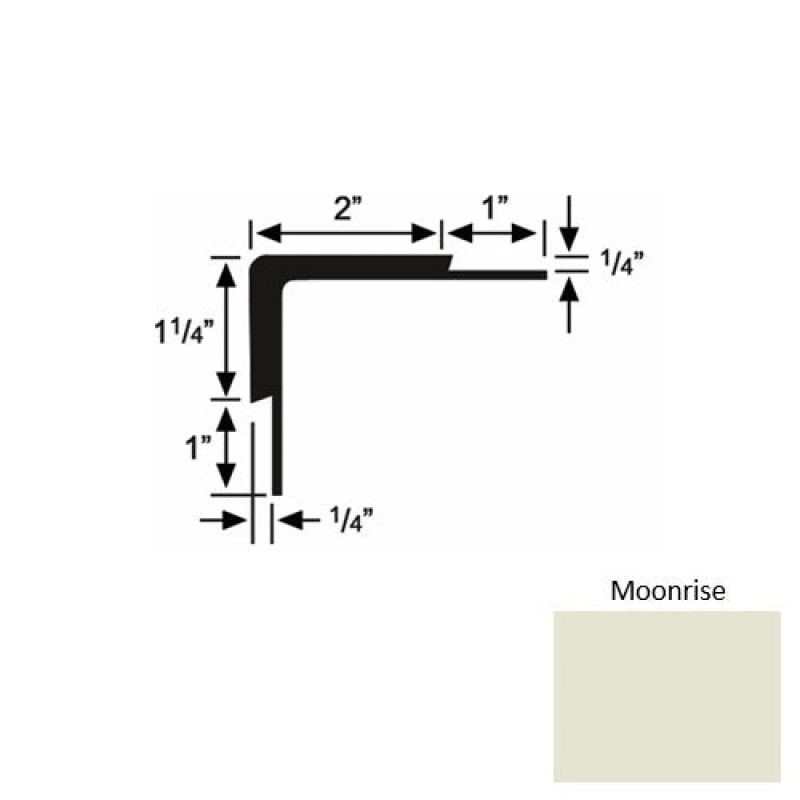 Solid 16 Moonrise Rubber Double Flange Carpet Stair Nosing (Sq) - 2" X 9 Ft (108")