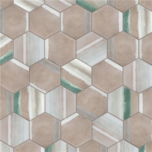 Matter Canvas Hex Taupe Green Porcelain Tile - Mixed - 7 7/8" X 9" Hexagon