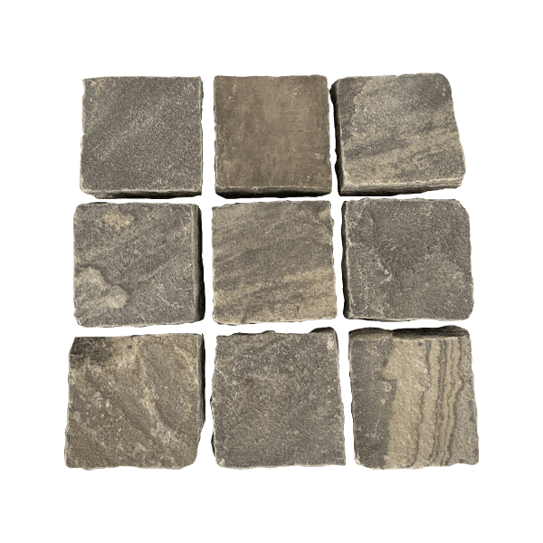 Ebony Black Sandstone Cobblestone - Split Face