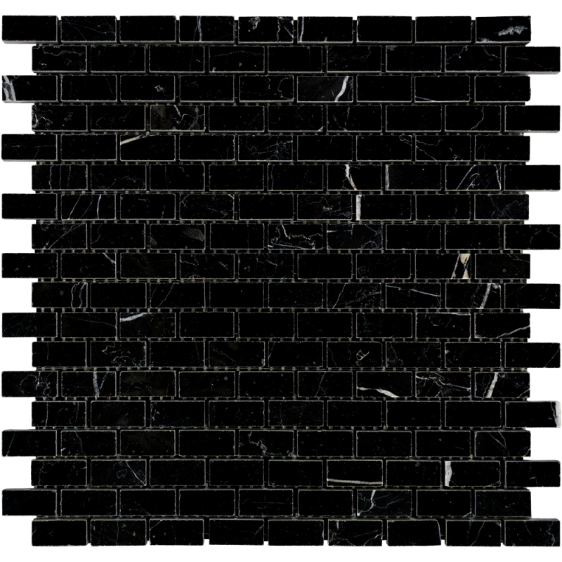 Nero Marquina Marble Mosaic - 5/8" x 1 1/4" Brick