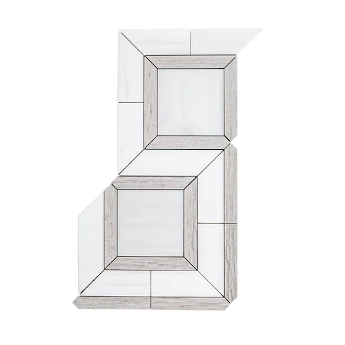 Rotunda Beige Marble & Porcelain Mosaic - Geometric - Honed