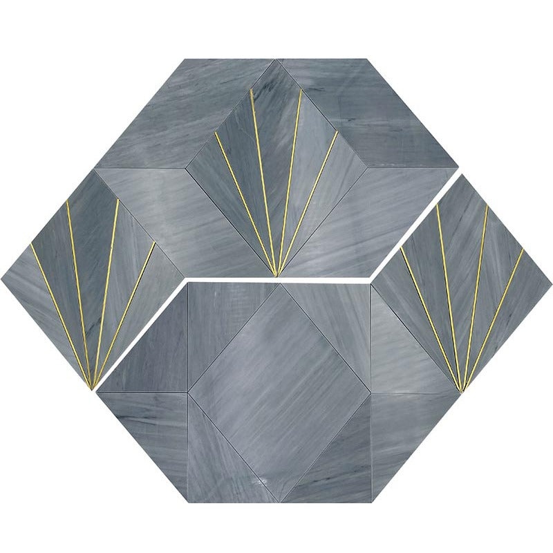 Skalini Line Waterjet Imperial Grey / Brass Mosaic