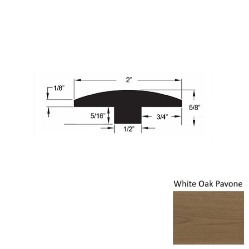 Sereno White Oak Pavone Hardwood Moulding / Trim - 2" X 78" T Molding - Urethane