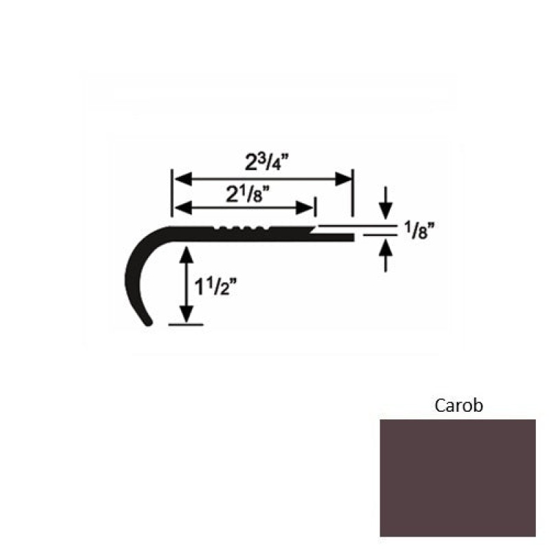 Solid 10 Carob Rubber Underlap Stair Nosing (Rd) - 2 3/4" X 9 Ft (108")