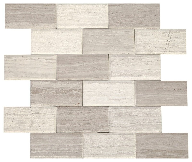 Chenille White Peel & Stick Limestone Mosaic