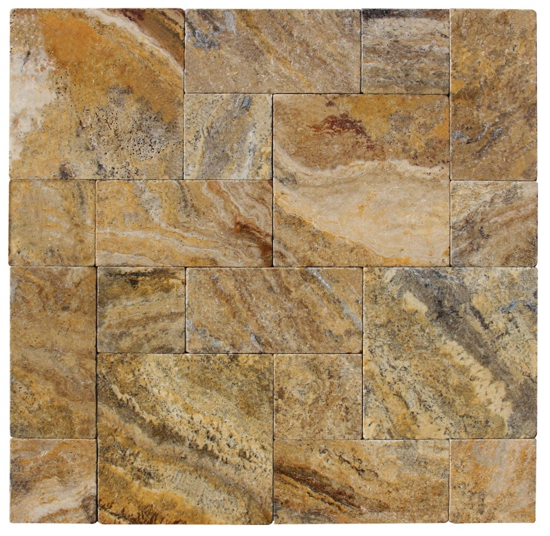 Scabos Cross Cut Travertine Roman Paver Pattern - Tumbled - Various Sizes