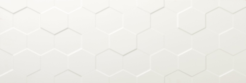 Center Hex White Ceramic Tile - Matte - 13" x 36"