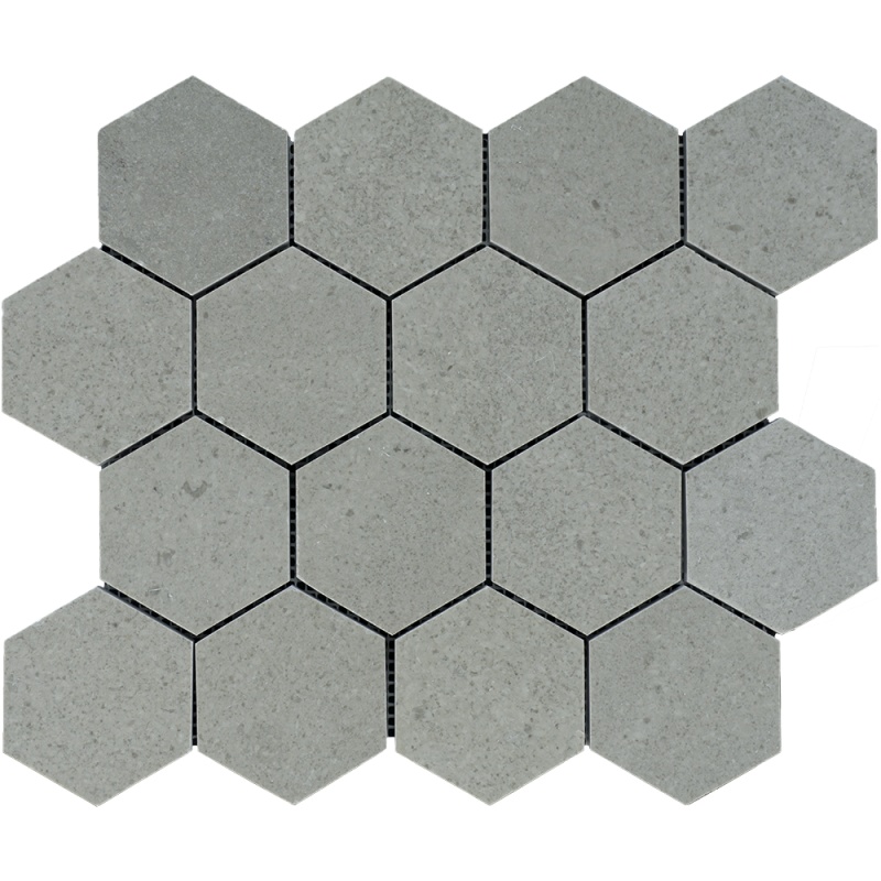 Tao Gray Marble Mosaic - 3" Hexagon - Polished