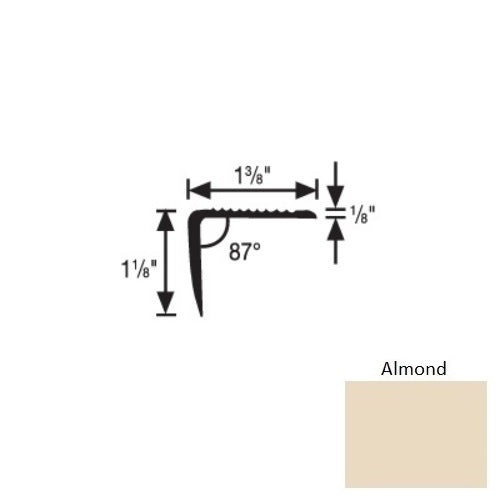 Flextones Almond Vinyl 189 Top Set Stair Nosing - 1 3/8" X 12 Ft - Thermoplastic