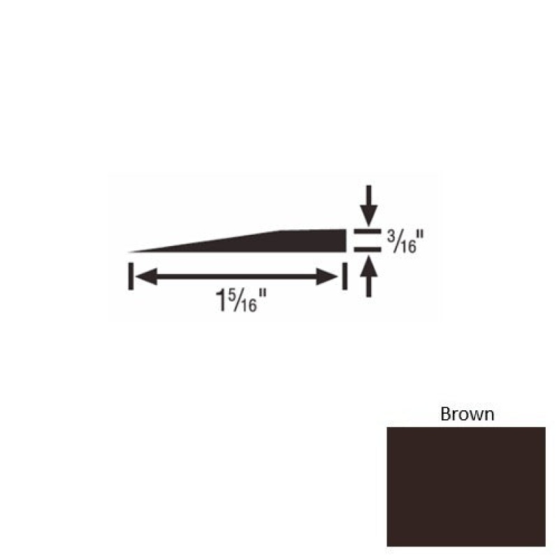 Solid 23 Brown Rubber Reducer Strip - 1 5/16" X 9 Ft (108") X 3/16"