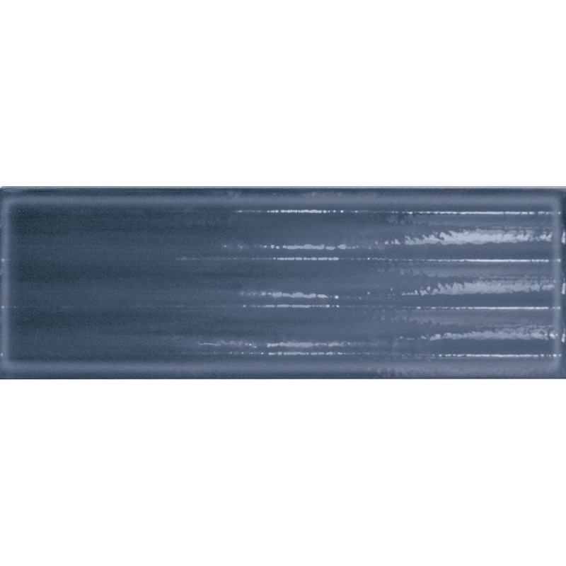 Glassalike Fluted Blu Porcelain Tile - Glossy - 4" x 12"