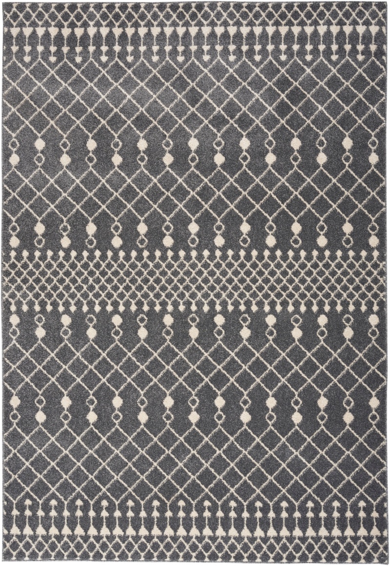 Palermo Charcoal / Ivory Polypropylene Bohemian Area Rug - 4 Ft x 6 Ft