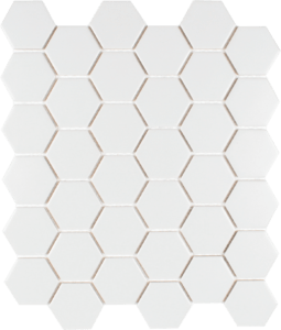 Gallery White Porcelain Mosaic - 2" Hexagon - Textured