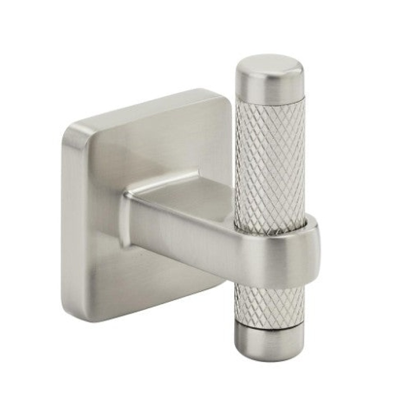 Bronx Zinc & Stainless Steel Single Prong Robe Hook - Brushed Nickel - 2 11/16" (68 Mm) Length