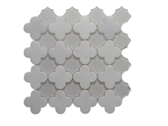 Oriental White & Clear Marble & Glass Mosaic - Flower - Polished