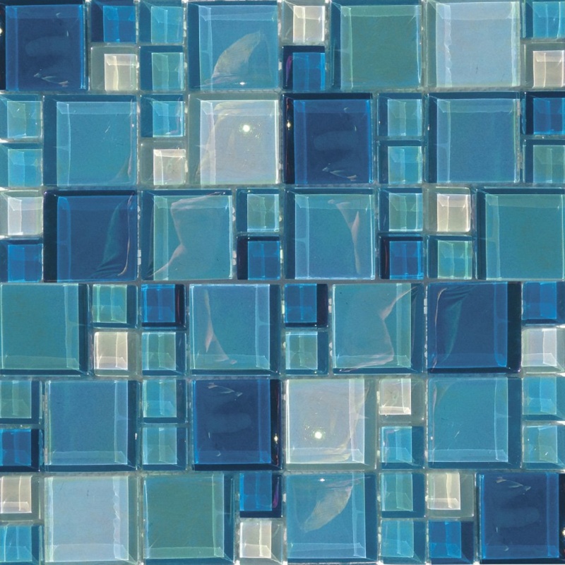 Aquatica Lux Aqua Shimmer Glass Mosaic - Block Random - Gloss Iridescent